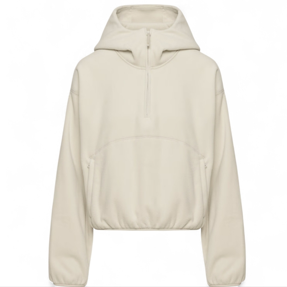 Aritzia Polartec Women's Cream Half-Zip Fleece Hoodie